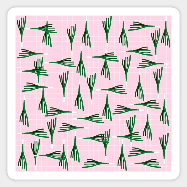 Leek Pattern on Pink Background Sticker by kapotka